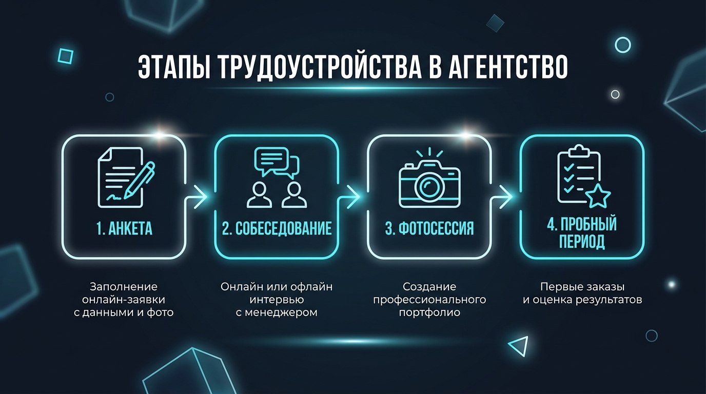 Этапы трудоустройства в эскорт-агентство — от анкеты до фотосессии